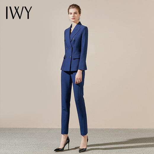 IWY/蓝色百搭通勤面试西服西装套装女时尚气质女神主持人上镜面试正装CP3410 商品图4