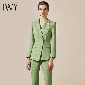 IWY/高端职业套装女时尚绿色西装套裤商务主持人西服女正装203144C1+203144P1