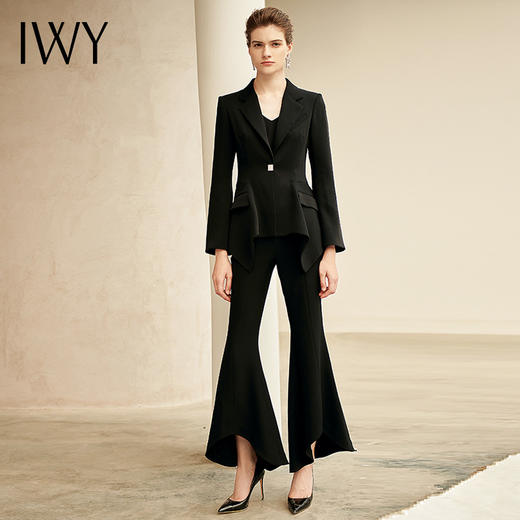 IWY/高端时尚西装气质名媛商务宴会正装修身西服微喇裤套装211010C1+P3 商品图1