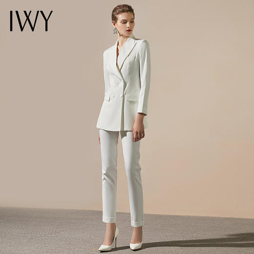 IWY/高端典雅白色时尚西服西装套装女神范修身干练职业通勤气质Ol正装CP9130 商品图4