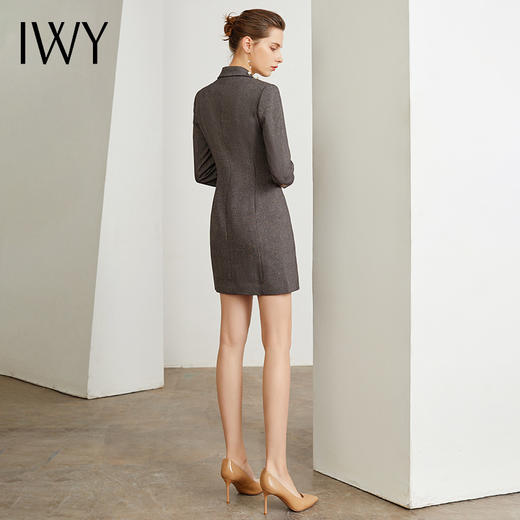 IWY/英伦风灰色系带连衣裙女职业商务职场穿搭事情气质女神范上班正装Q901 商品图3