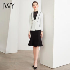 IWY/时尚白色西服正装女气质修身显瘦黑色连衣裙套装商务休闲职业装C16+Q47