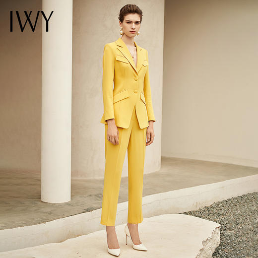 IWY/新品高端时尚洋气黄色西装套装女气质名媛总裁西服职业套裤211007C1+P1 商品图4