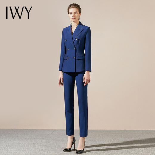 IWY/蓝色百搭通勤面试西服西装套装女时尚气质女神主持人上镜面试正装CP3410 商品图1