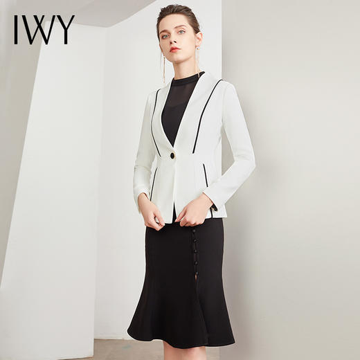 IWY/时尚白色西服正装女气质修身显瘦黑色连衣裙套装商务休闲职业装C16+Q47 商品图3