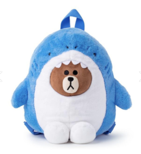 韩国 可爱 LINE FRIENDS鲨鱼布朗儿童公仔背包JPY带授权招加盟代理