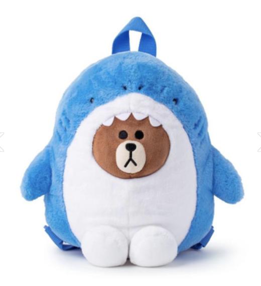 韩国 可爱 LINE FRIENDS鲨鱼布朗儿童公仔背包JPY带授权招加盟代理 商品图0