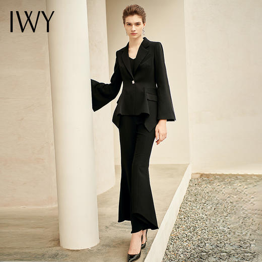 IWY/高端时尚西装气质名媛商务宴会正装修身西服微喇裤套装211010C1+P3 商品图4