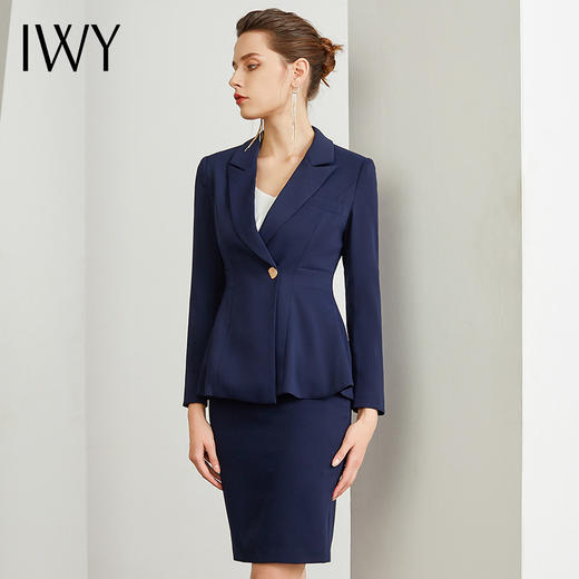 IWY/售楼部工作服职业西装套裙女藏青修身百干练搭韩版时尚气质名媛风CS631 商品图2