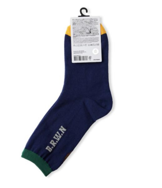 韩国 可爱 Line Friends布朗大学色块海军蓝中筒袜JPY带授权招加盟代理 商品图1