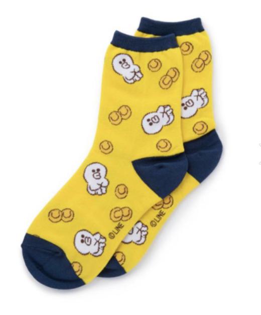 韩国 可爱 Line Friends 黄色Sally女士袜子JPY带授权招加盟代理 商品图0