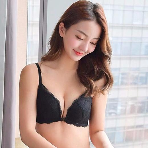 内衣+内裤无钢圈前扣蕾丝性感内衣女聚拢美背调整型加厚小胸文胸 商品图3