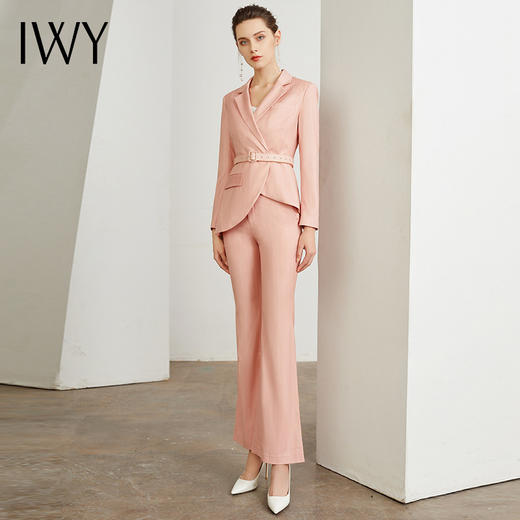 IWY/粉色小香风西服西装套装女修身系带收腰时尚气质名媛职业上班面试CP937 商品图1