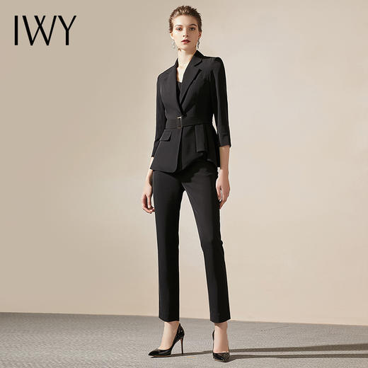 IWY/黑色商务商务通勤职业装西装套装女修身时尚气质女神上班面试正装C304+P305 商品图0