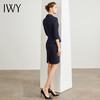 IWY/藏青色腰带收腰时尚气质连衣裙女商务通勤干练职场女神范工作服装 Q472 商品缩略图3