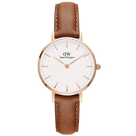 DANIEL WELLINGTON/女表金色边皮革表带28mm白盘石英表DW00100228JPY带授权招加盟代理 商品图0