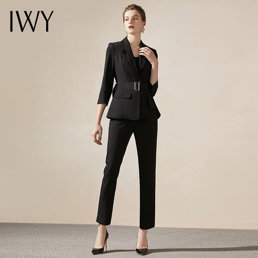 IWY/黑色商务商务通勤职业装西装套装女修身时尚气质女神上班面试正装C304+P305 商品图1