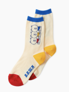 韩国 可爱 Line Friends布朗大学色块象牙色中筒袜JPY带授权招加盟代理