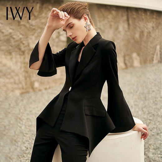 IWY/高端时尚西装气质名媛商务宴会正装修身西服微喇裤套装211010C1+P3 商品图0