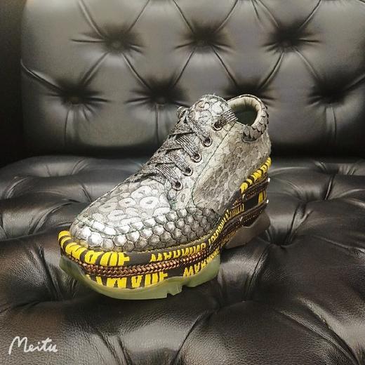 LFGJ  6420设计师款鱼皮与马毛拼接厚底增高鞋 商品图6