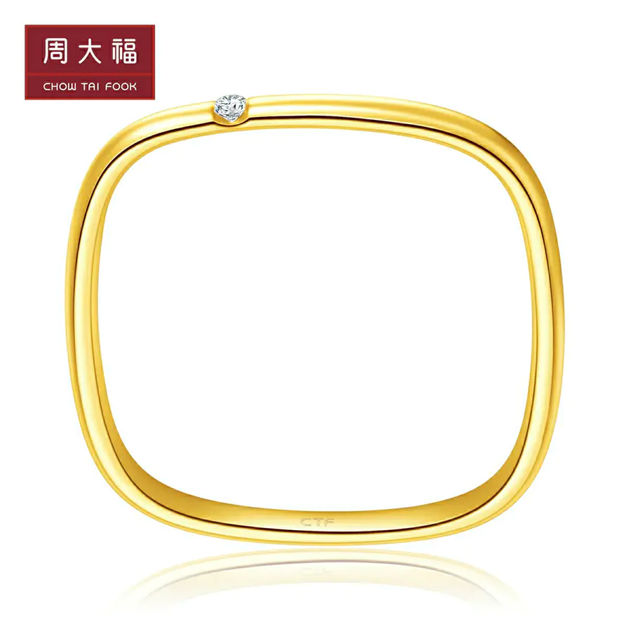 周大福/chow tai fook 17916系列22k金钻石小方戒戒指钻戒ce63534