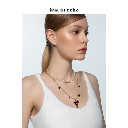 lost in echo 原创设计师品牌 爱心吊饰多种戴法珍珠项链 情人节系列 商品图3