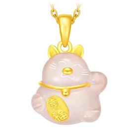 周大福 GOLD PENDANT - LUCKY CAT MANEKI NEKO (19018-BJ) 吊坠JPY带授权招加盟代理