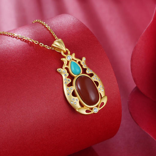 【含苞待放】S925银南红套链项链【WSF2349】镀金2101 商品图2