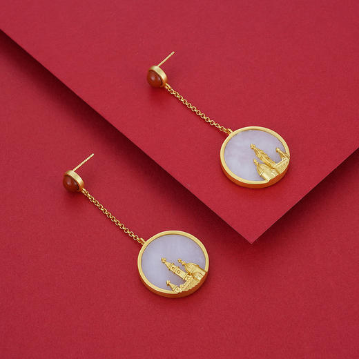 S925银和田玉南红耳钉【WSC8619】公主城堡2101 商品图1