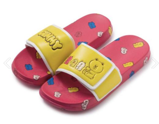 韩国 可爱Line Friends红棕色/ Sally魔术贴拖鞋JPY带授权招加盟代理 商品图0