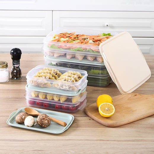 乐扣乐扣（LOCK&LOCK）塑料饺子盒分格家用冰箱收纳保鲜馄饨水饺盒速冻多层托盘 HFL8511S2组合 商品图0