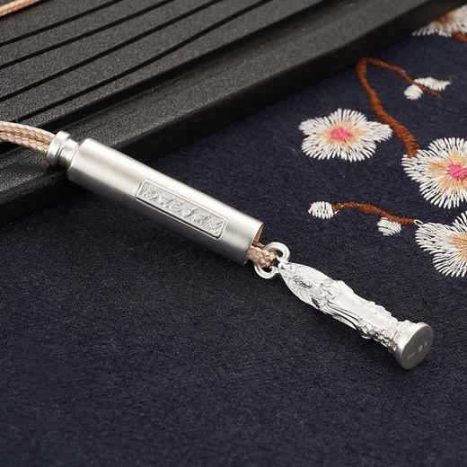 S999银净瓶观音套链项链【BJ000976】银色圆柱形带绳可抽出2101 商品图1