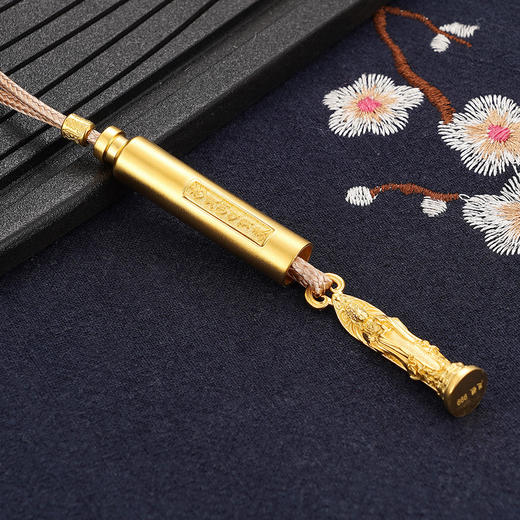 S999银净瓶观音套链项链【BJ000976】金色镀金圆柱形带绳可抽出2101 商品图1