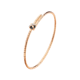 ［结·锁系列］18K玫瑰金钻石黑玉髓手镯