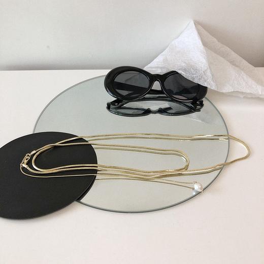 早春轻奢丨双层蛇骨链女真珍珠吊坠侧挂链毛衣链#PA2164 商品图4