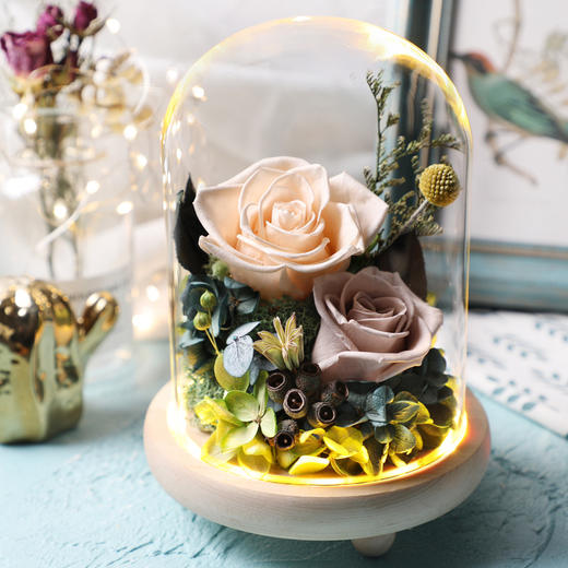 【春节不打烊 顺丰包邮】小熊/康乃馨款 永生花礼盒玻璃罩七夕情人节礼物圣诞节教师节创意礼品  送女朋友老婆 商品图5