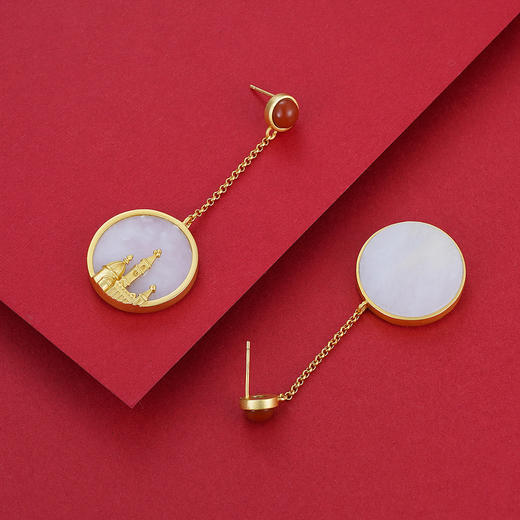 S925银和田玉南红耳钉【WSC8619】公主城堡2101 商品图3