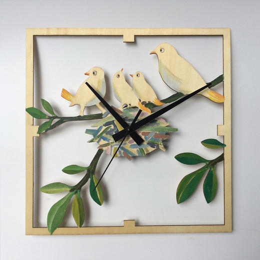 【我做的】木质艺术墙钟（幸福之家） 商品图1