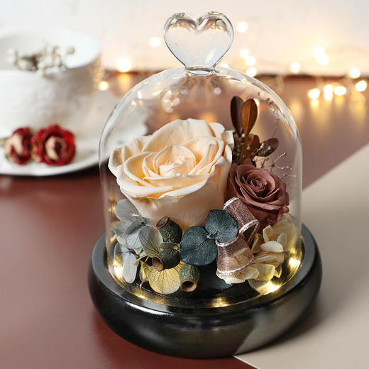 顺丰包邮 情人节礼物 爱心款永生花礼盒玻璃罩七夕情人节礼物闺蜜女友玫瑰花干花diy 商品图5