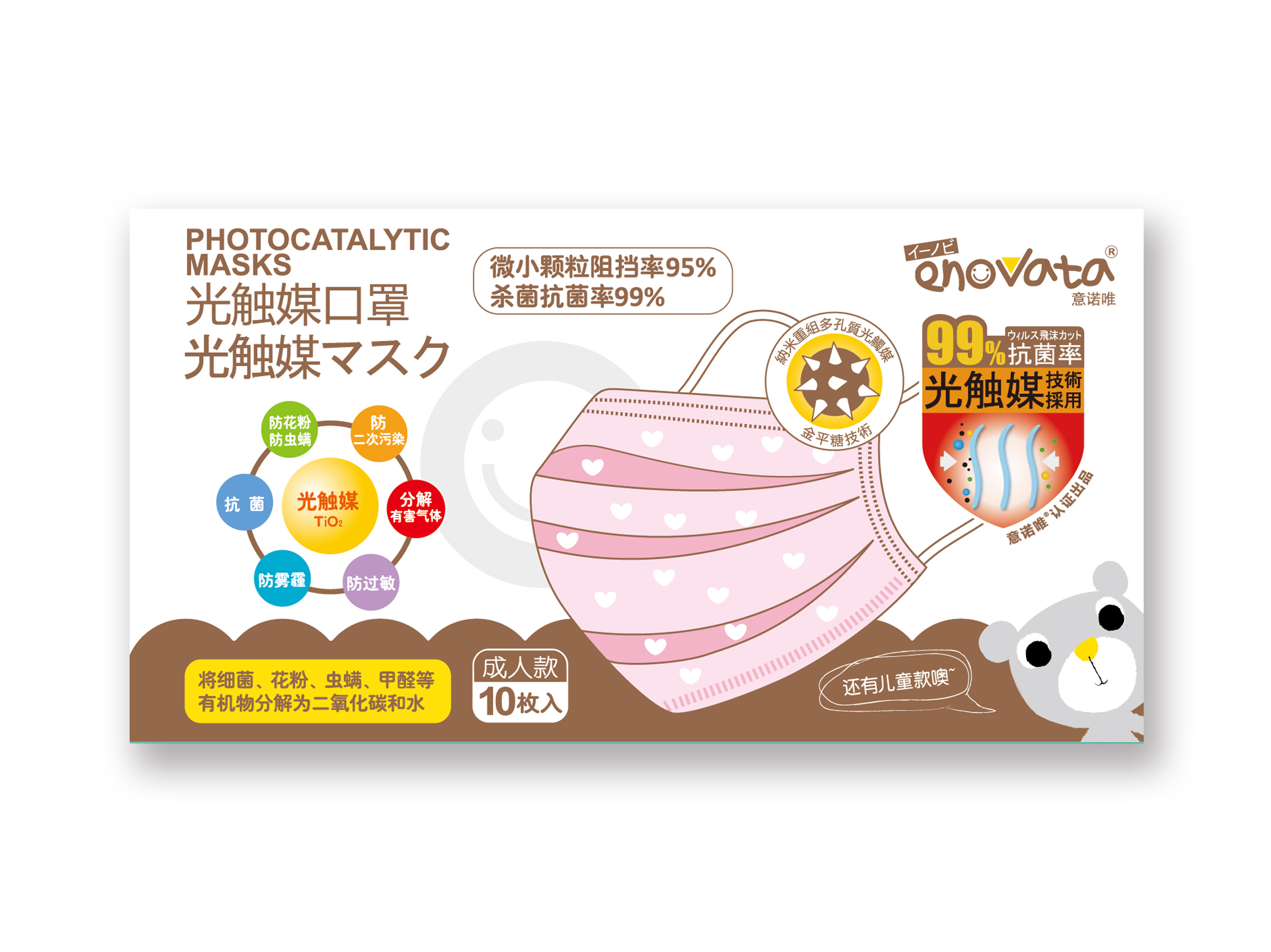 【意诺唯】成人光触媒口罩50个