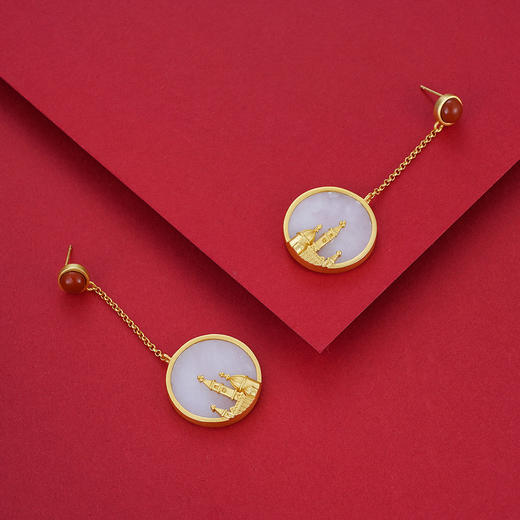 S925银和田玉南红耳钉【WSC8619】公主城堡2101 商品图2