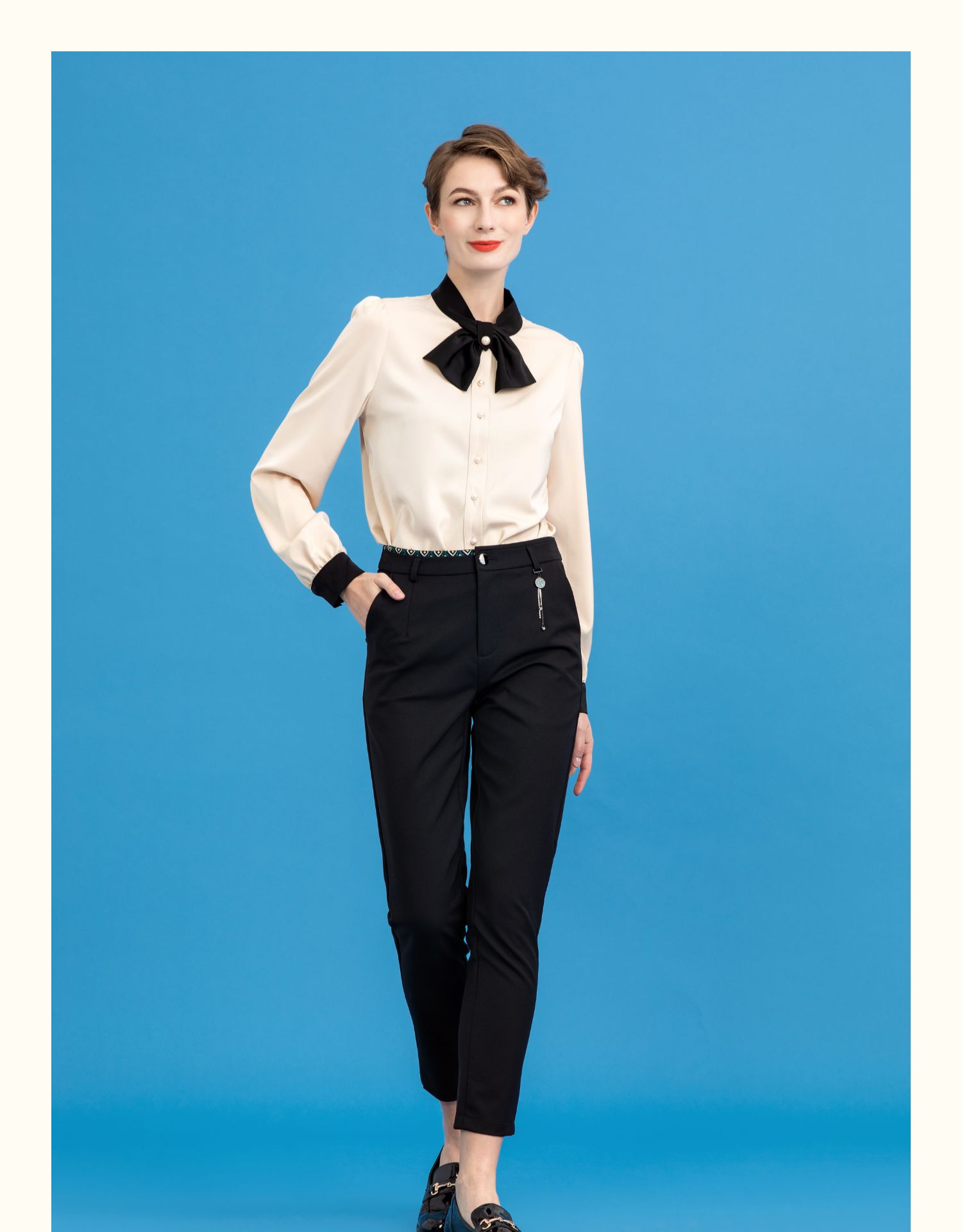 半身缘女裤 春季细纱棉腰头装饰钻链挂件哈伦裤211302e30302026