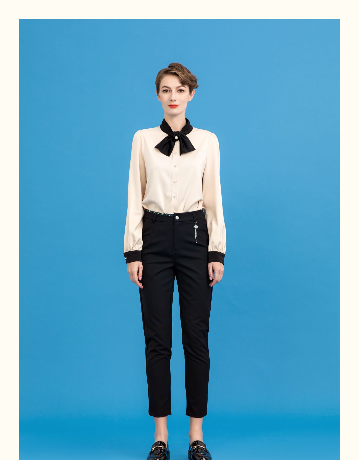 半身缘女裤 春季细纱棉腰头装饰钻链挂件哈伦裤211302e30302026