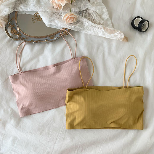 内衣女学生韩版初中生螺纹冰丝裹胸抹胸防走光吊带打底背心少女 商品图4