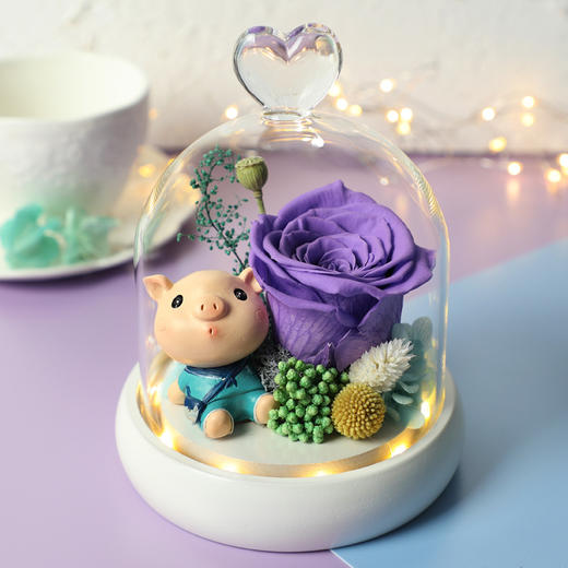 顺丰包邮 情人节礼物 爱心款永生花礼盒玻璃罩七夕情人节礼物闺蜜女友玫瑰花干花diy 商品图4