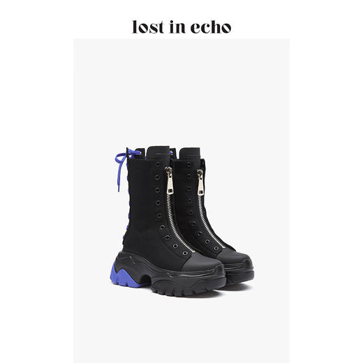 lost in echo 阚清子同款 设计师秋冬新款 帆布解构厚底烟管靴 商品图2