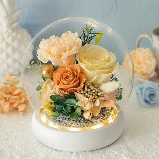 【春节不打烊 顺丰包邮】小熊/康乃馨款 永生花礼盒玻璃罩七夕情人节礼物圣诞节教师节创意礼品  送女朋友老婆 商品图8