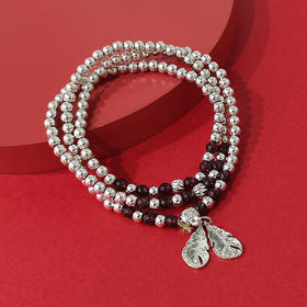 【双叶】子佩集S925银佛珠手串【QBFZSL019】手链石榴石2102