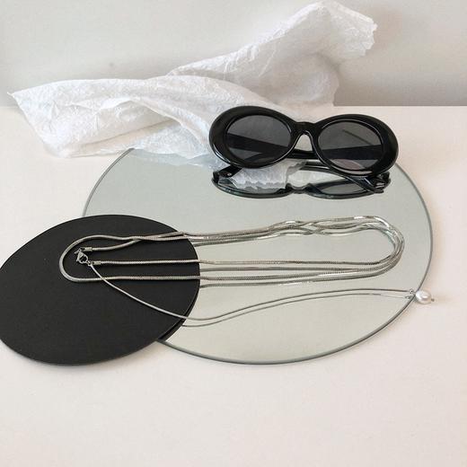 早春轻奢丨双层蛇骨链女真珍珠吊坠侧挂链毛衣链#PA2164 商品图6