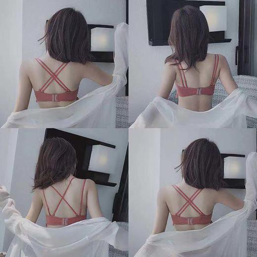 无钢圈性感蕾丝聚拢内衣女套装小胸防下垂美背胸罩 商品图3